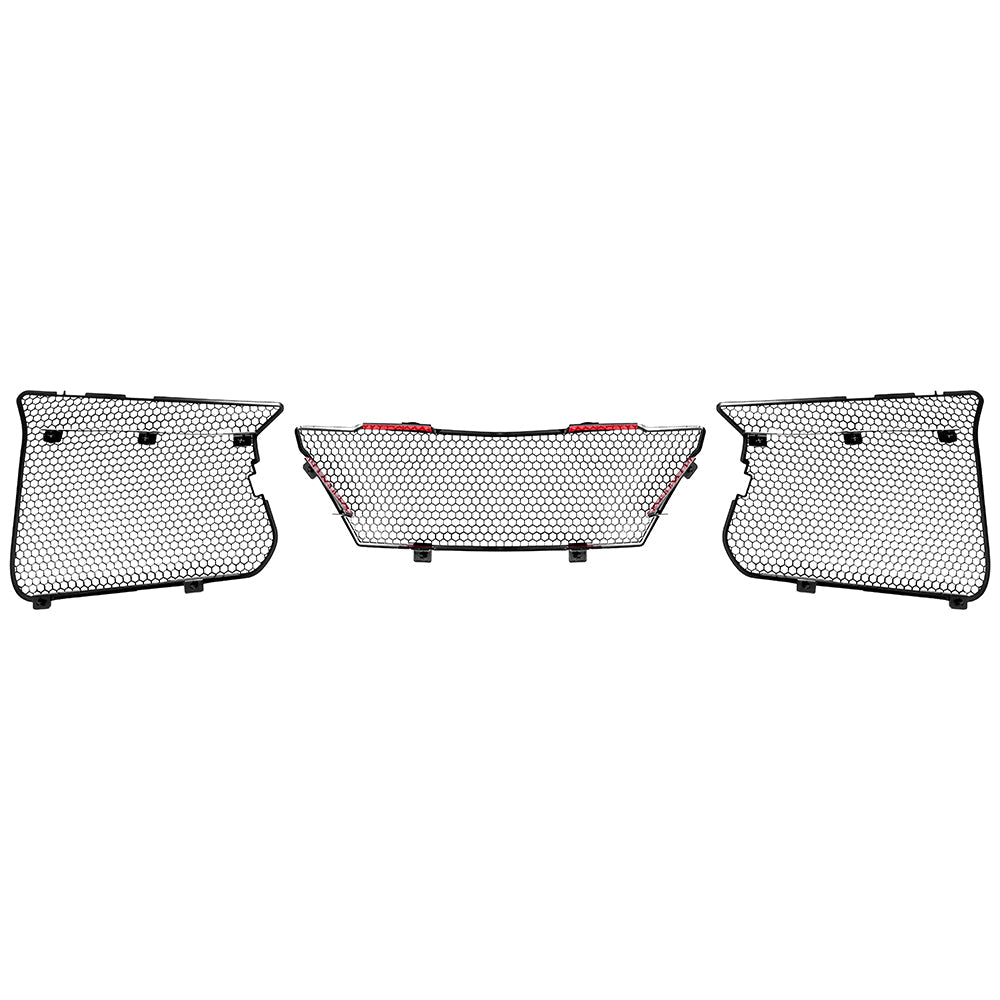 Front radiator mesh grille guard for 2023-Up Corvette C8 E-Ray and Z06 models, featuring factory-style design for improved protection and airflow.