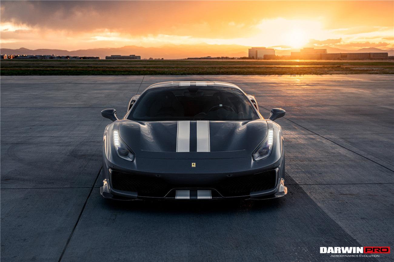 2015 - 2020 Ferrari 488 GTB & Spyder Pista Style Front Bumper Set W/ Hood