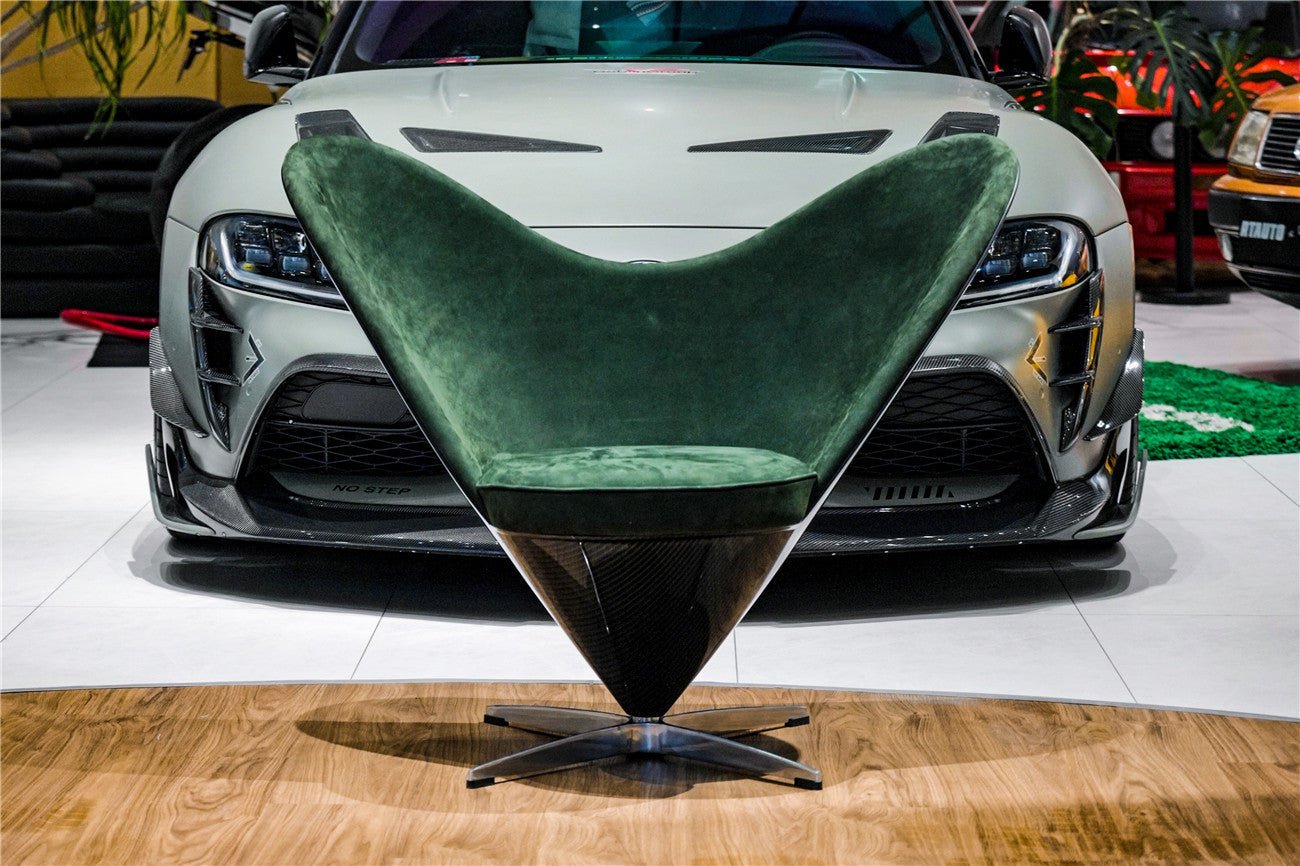 Heart-Shaped Carbon Fiber British Green Suede Lounge Chair