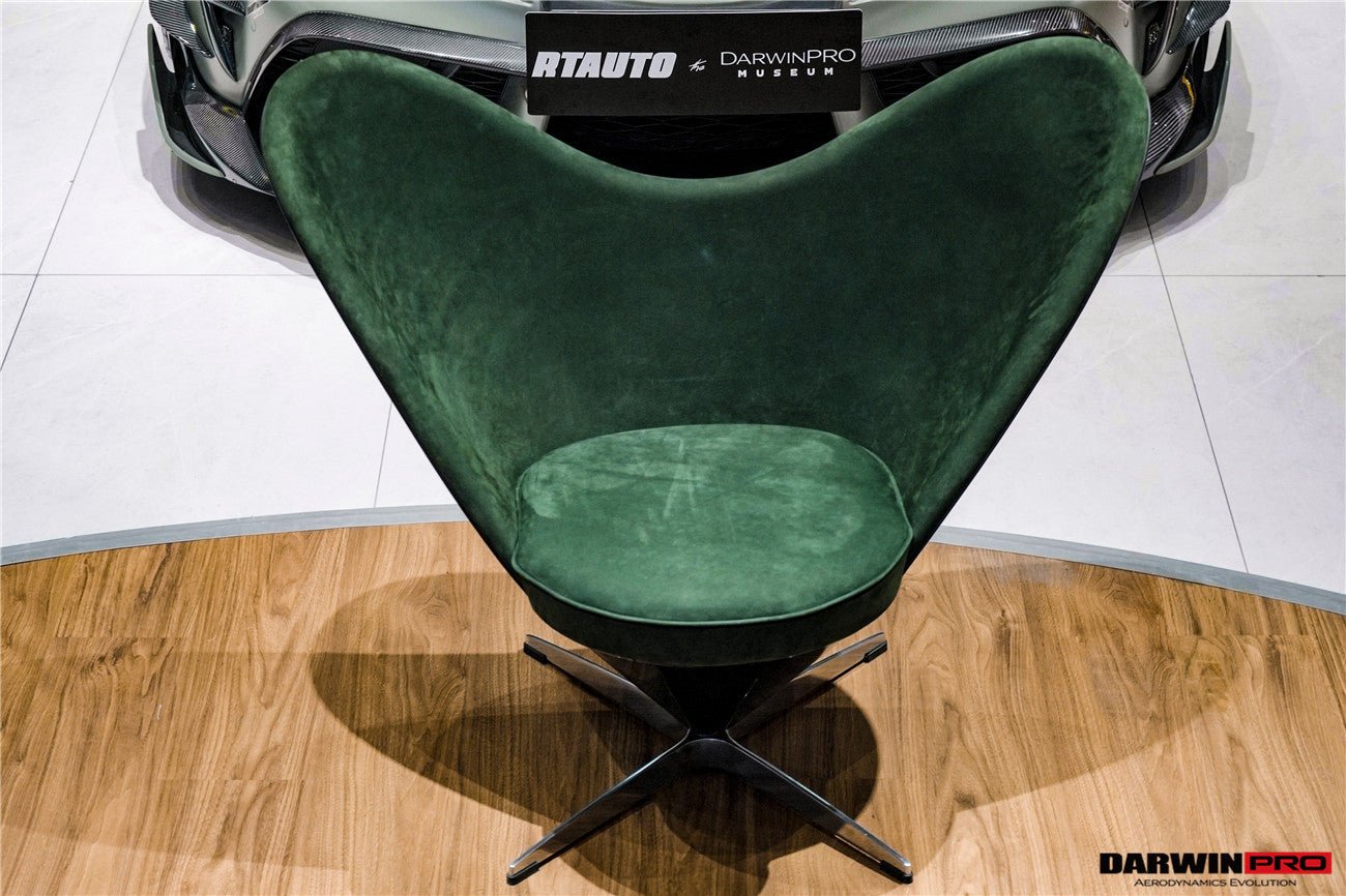 Heart-Shaped Carbon Fiber British Green Suede Lounge Chair