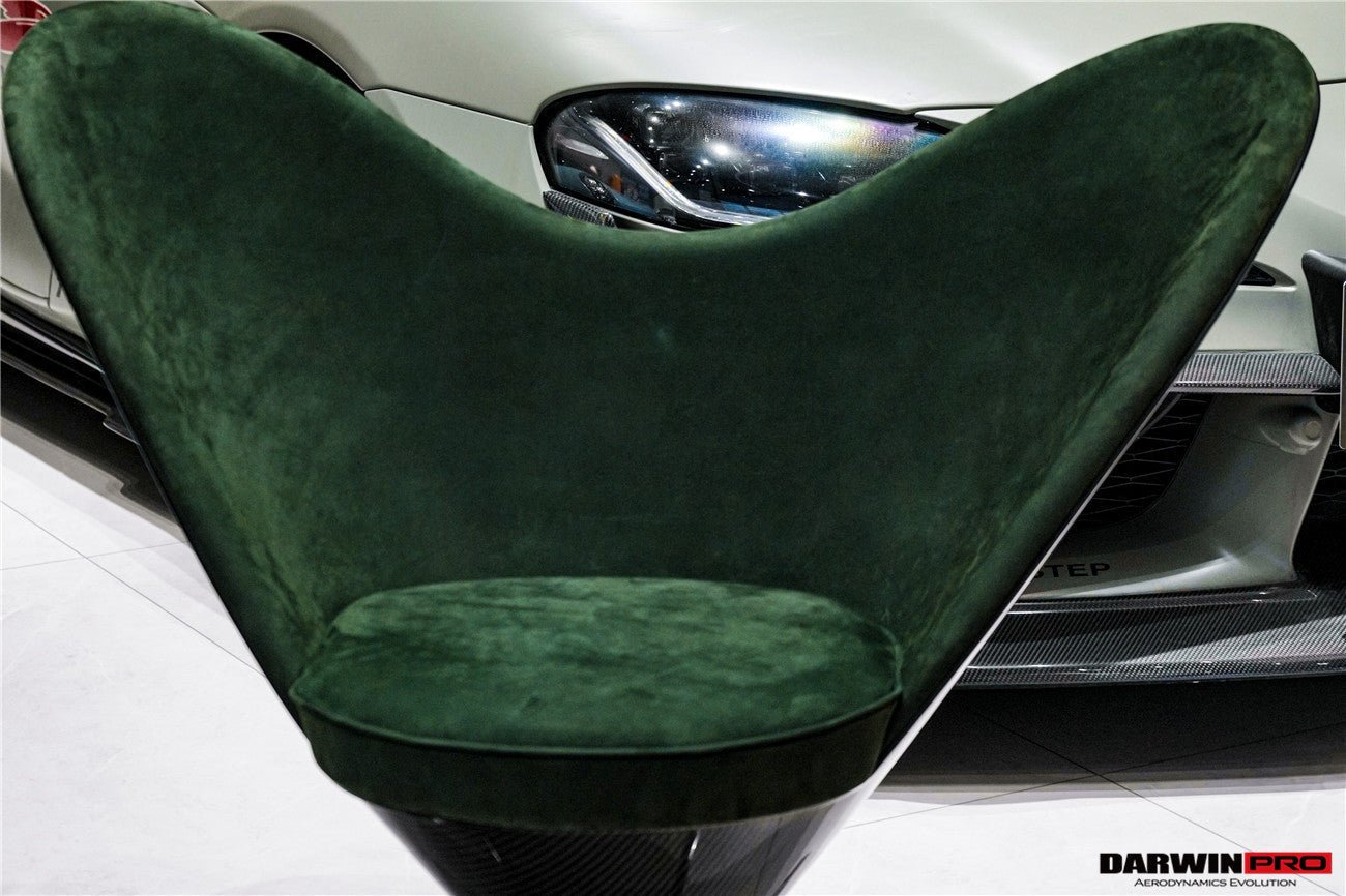 Heart-Shaped Carbon Fiber British Green Suede Lounge Chair