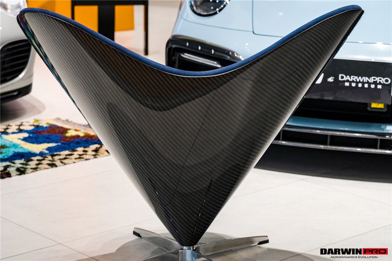 Heart-Shaped Carbon Fiber Marine Blue Suede Lounge Chair