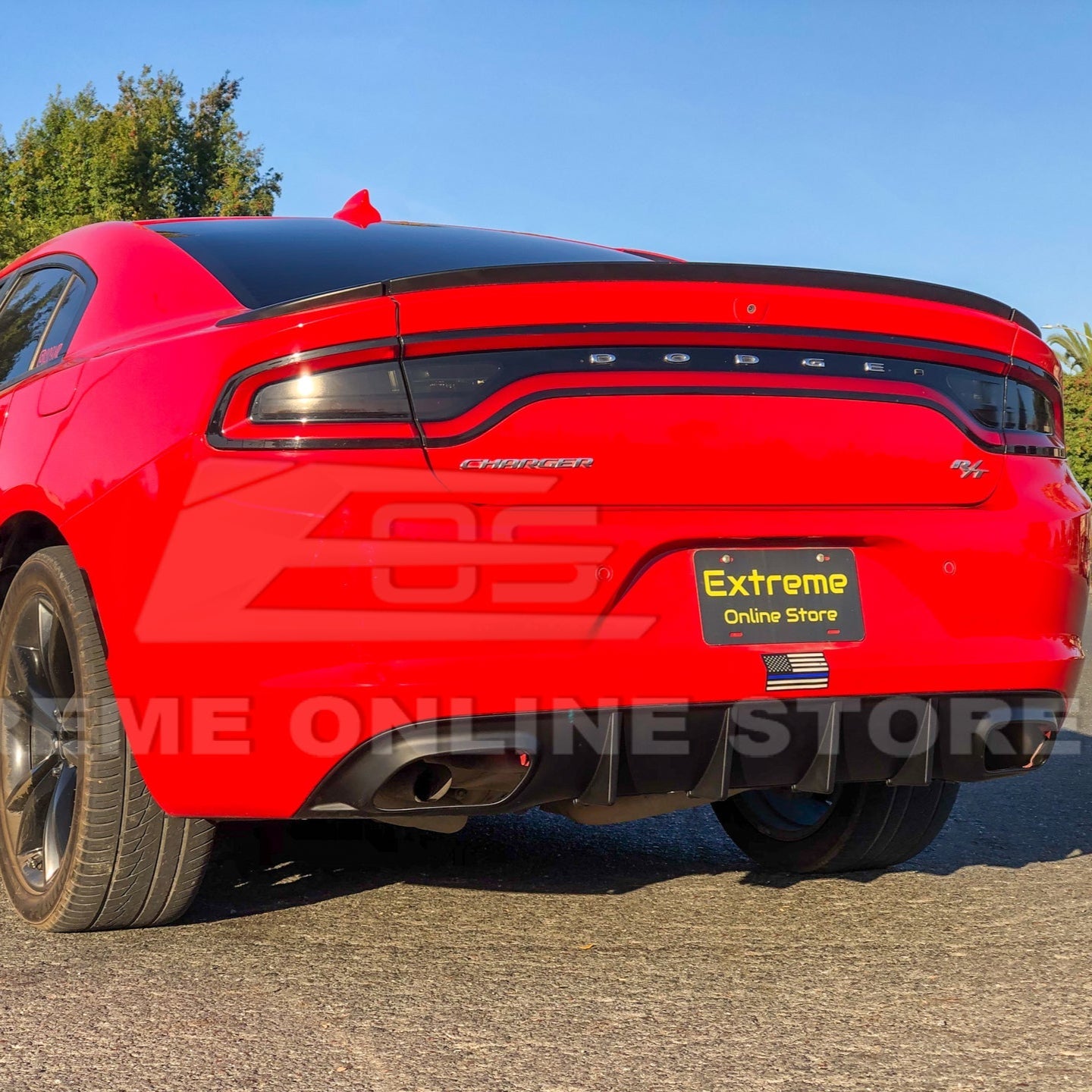 Dodge Charger LD SRT Style Matte Gloss Black Rear Bumper Dual Exhaust Diffuser Base Models 2015-2024