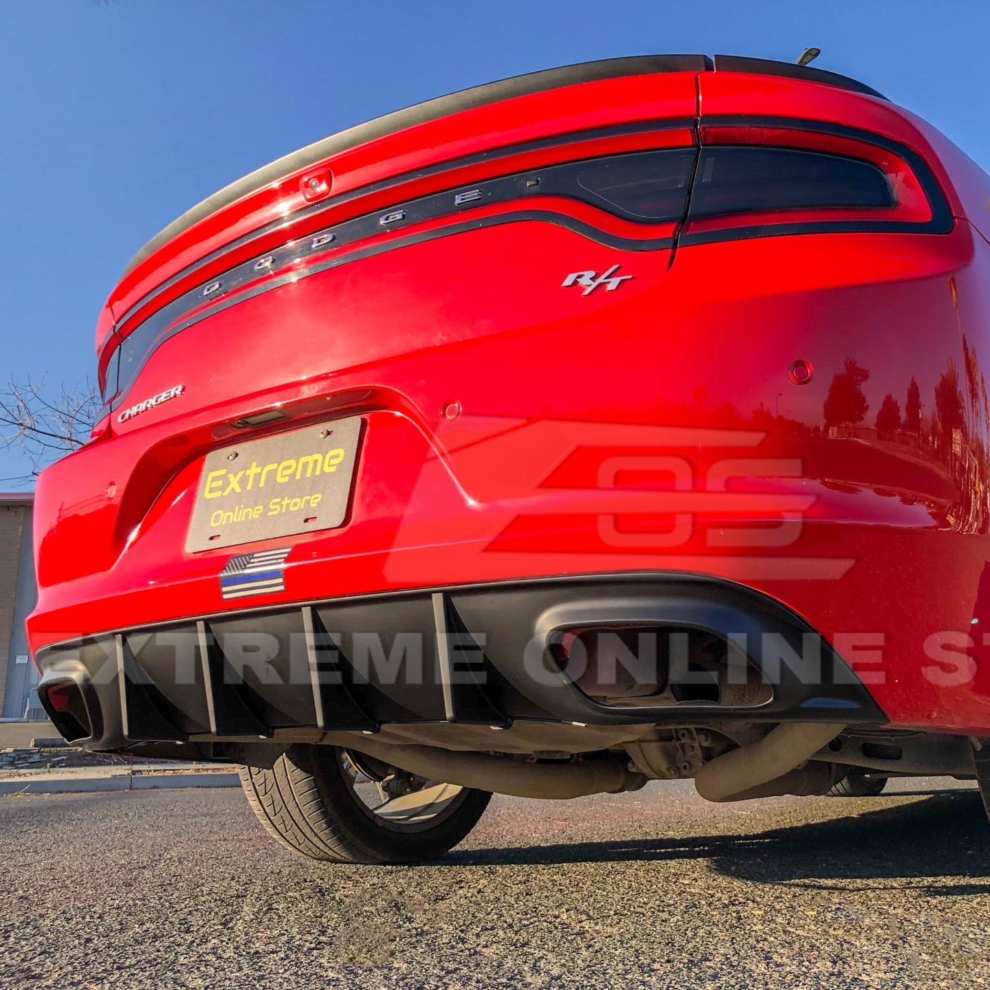 Dodge Charger LD SRT Style Matte Gloss Black Rear Bumper Dual Exhaust Diffuser Base Models 2015-2024