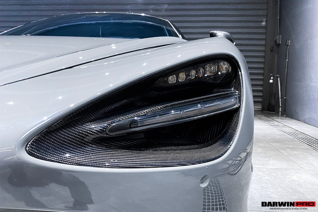 2017 - 2020 McLaren 720s Dry Carbon Fiber Headlight Inserts Trim Replacement