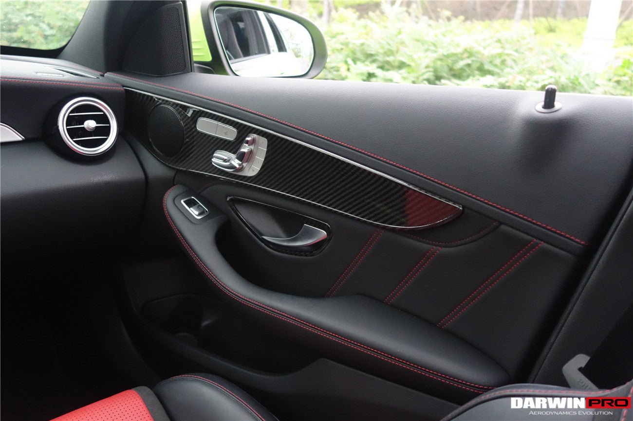 2015 - 2021 Mercedes Benz W205 C Class GLC X253 Carbon Fiber Interior Door Handle Cover Trim