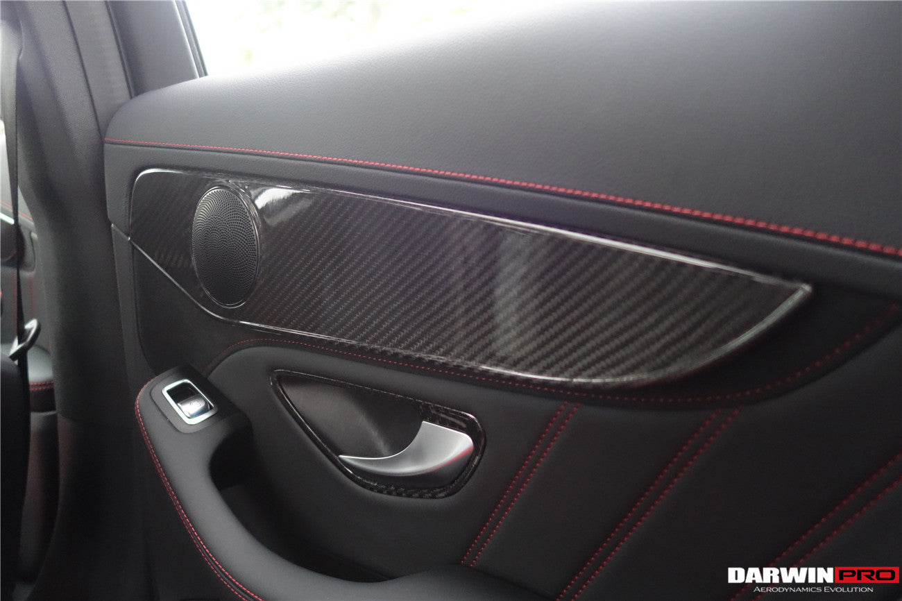 2015 - 2021 Mercedes Benz W205 C Class GLC X253 Carbon Fiber Interior Door Handle Cover Trim