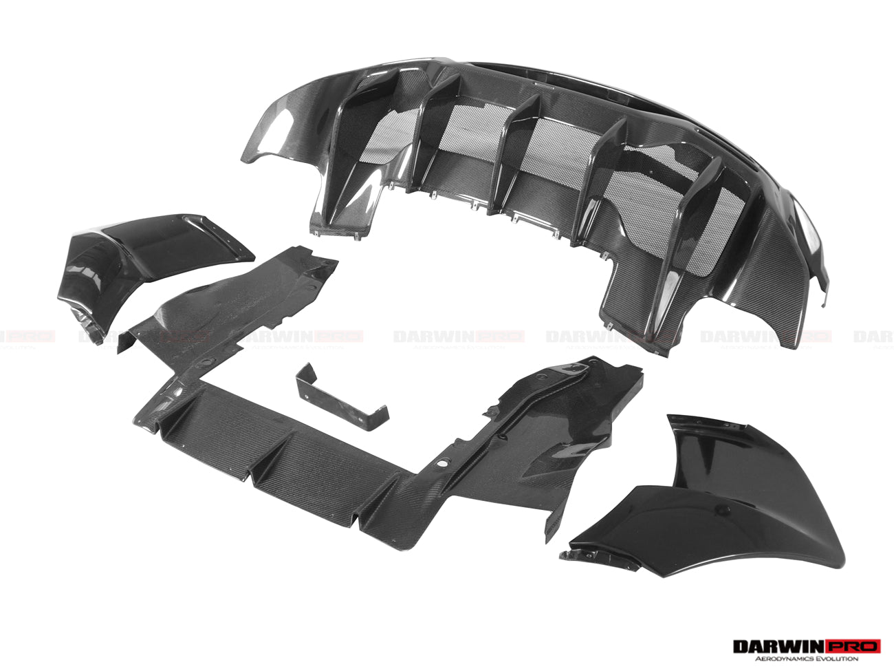 2015 - 2020 McLaren 540C & 570S & 570GT 600LT-Style Partial Carbon Fiber Rear Bumper with Diffuser and Trunk Spoiler and Engine Trunk and Exhaust
