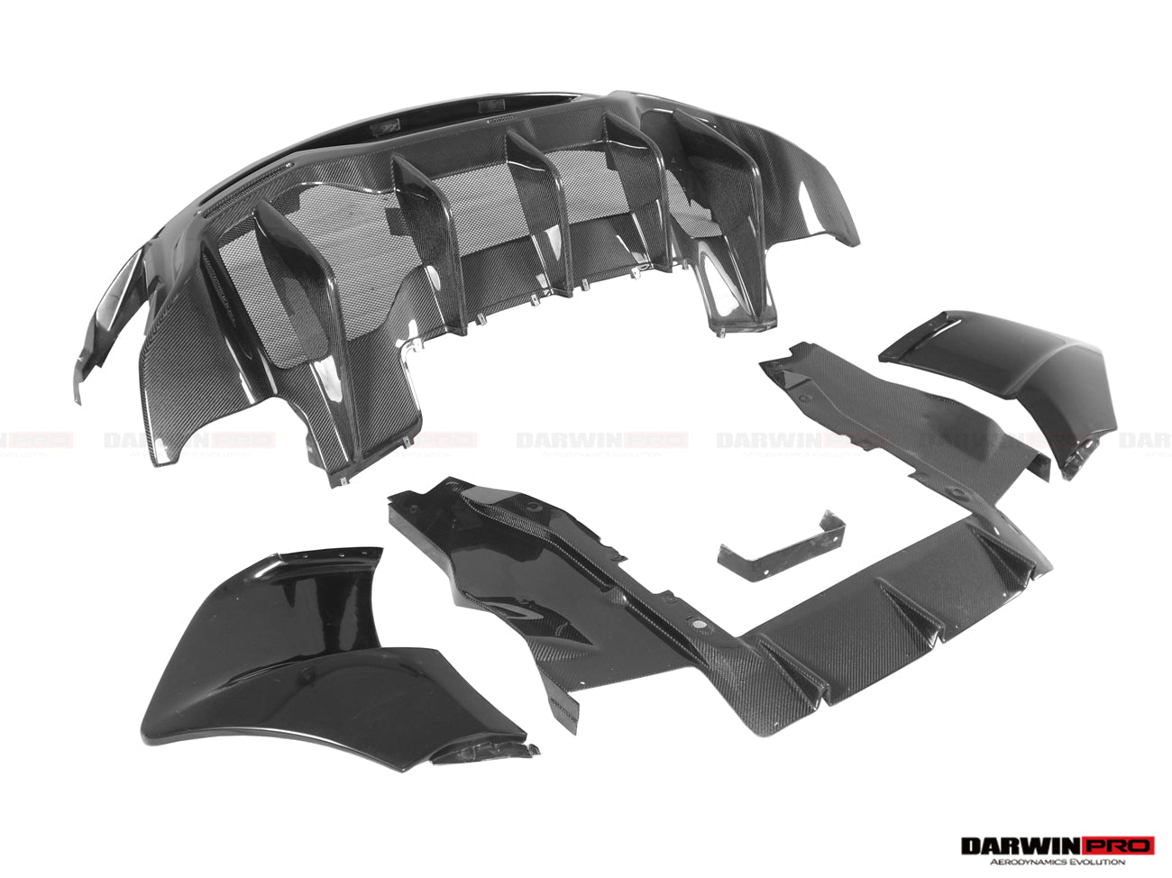 2015 - 2020 McLaren 540C & 570S & 570GT 600LT-Style Partial Carbon Fiber Rear Bumper with Diffuser and Trunk Spoiler and Engine Trunk and Exhaust