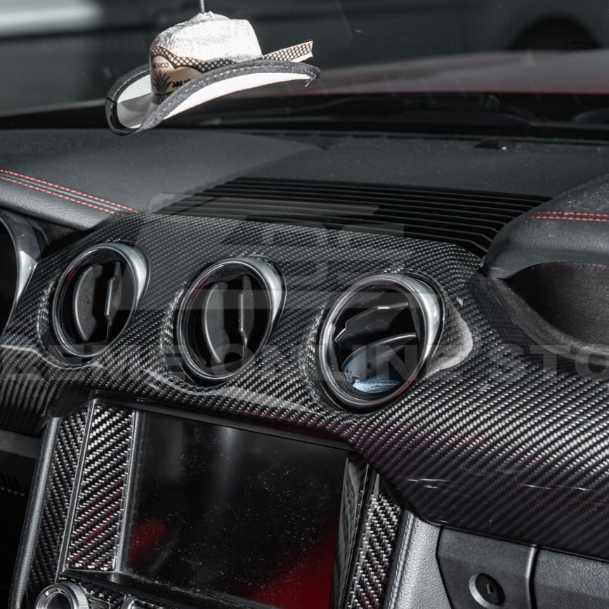 Ford Mustang S550 Factory Style Dry Carbon Fiber Dashboard Panel Trim 3 AC 2015-2023
