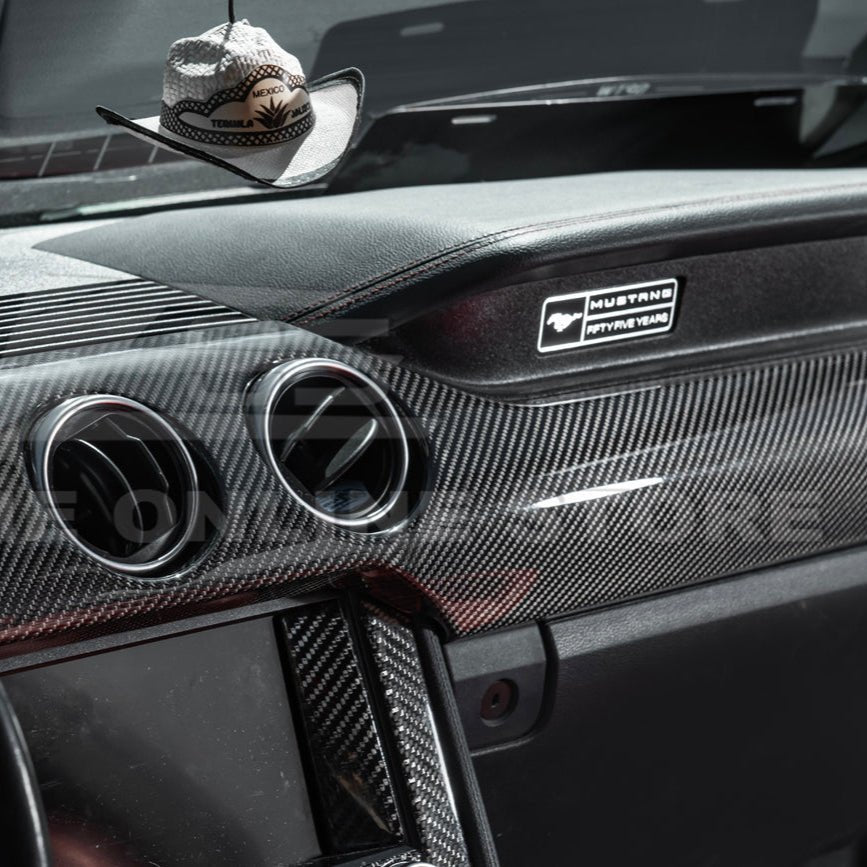 Ford Mustang S550 Factory Style Dry Carbon Fiber Dashboard Panel Trim 3 AC 2015-2023