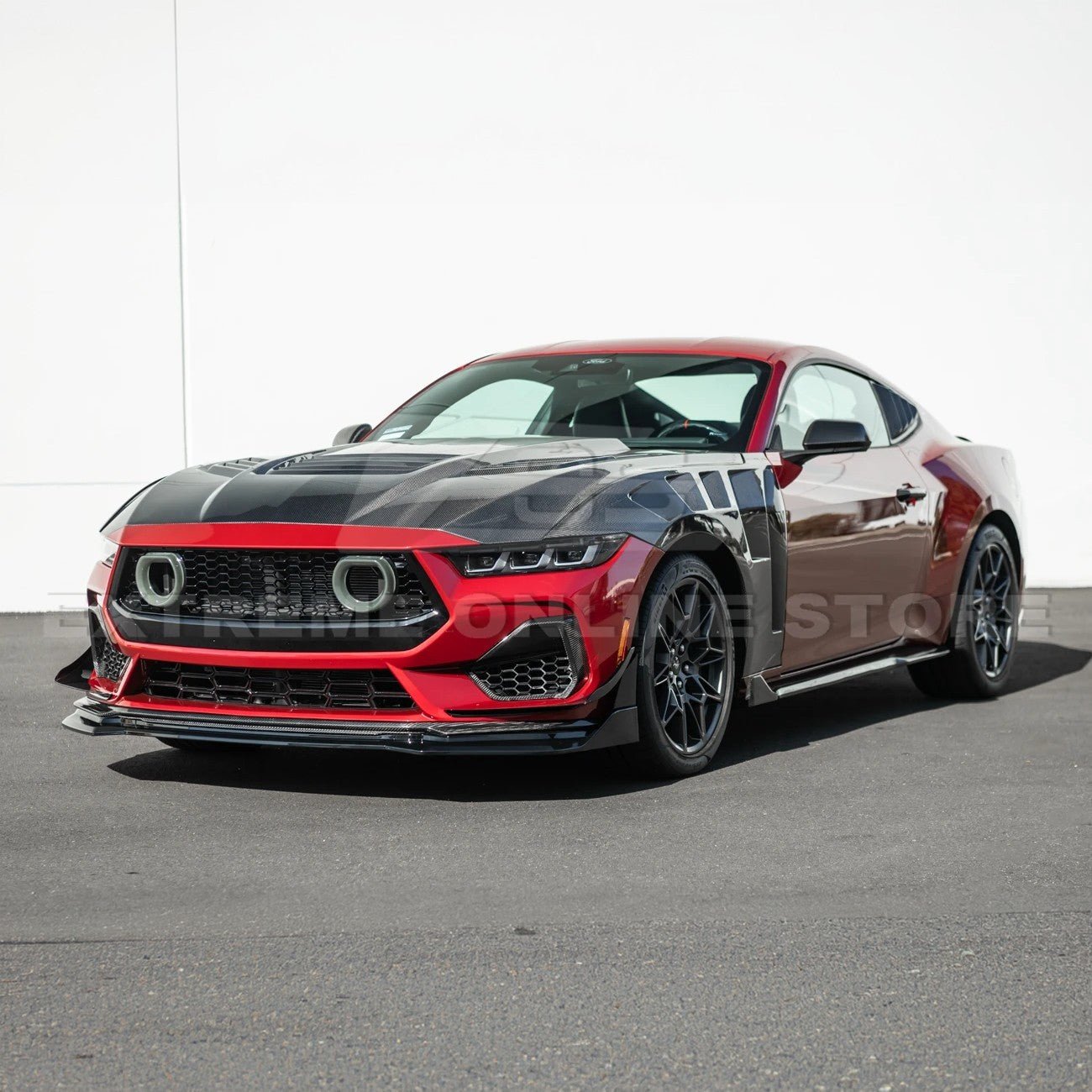Ford Mustang S650 GTV Style Gloss Black LED Front Upper Grille Air Intakes 2024-Up