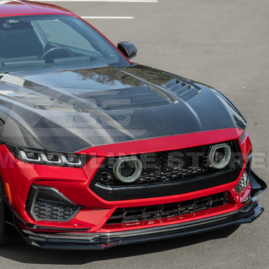 Ford Mustang S650 GTV Style Gloss Black LED Front Upper Grille Air Intakes 2024-Up