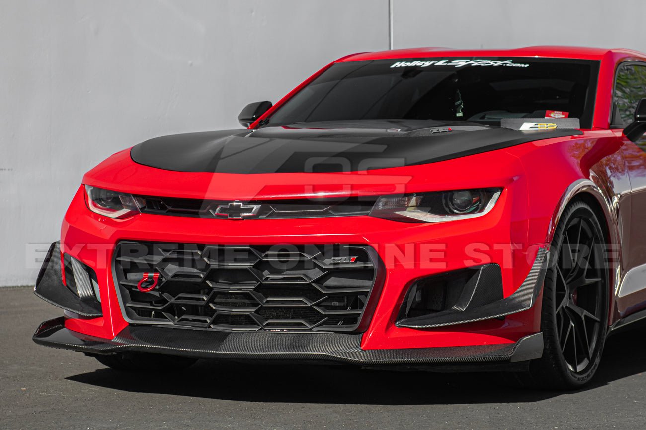 Chevrolet Camaro 6th Gen ZL1 1LE Style Dry Carbon Fiber Front Air Duct Bezels Canard Dive Planes 2017-2024