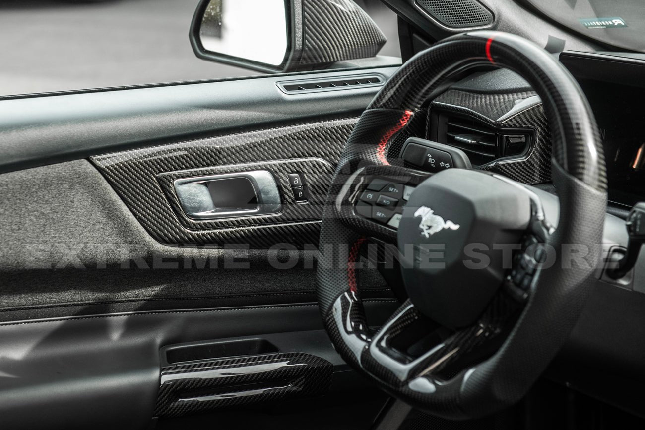 Ford Mustang S650 Factory Style Dry Carbon Fiber Door Speaker Panel Trim Cover 2024-Up