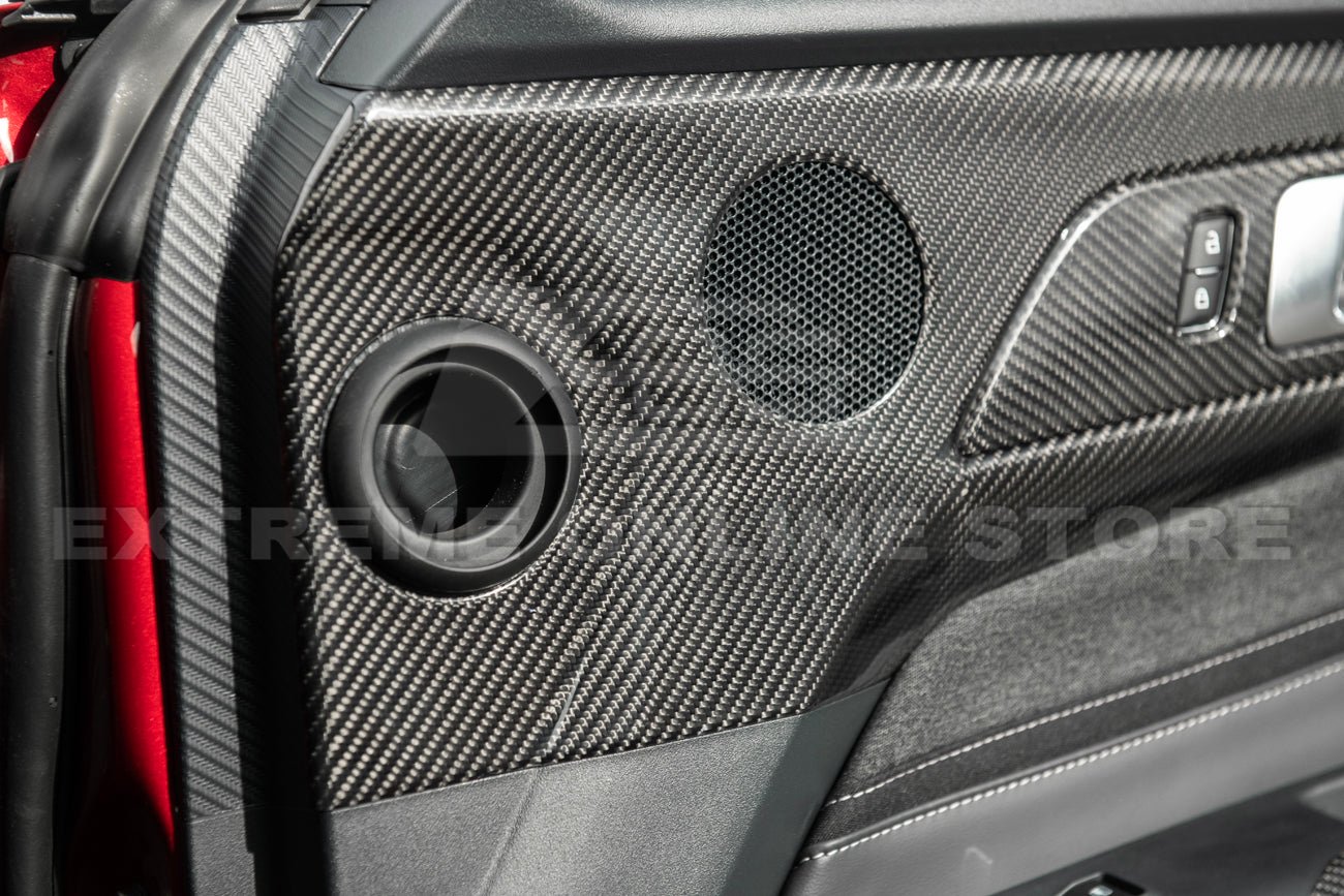 Ford Mustang S650 Factory Style Dry Carbon Fiber Door Speaker Panel Trim Cover 2024-Up
