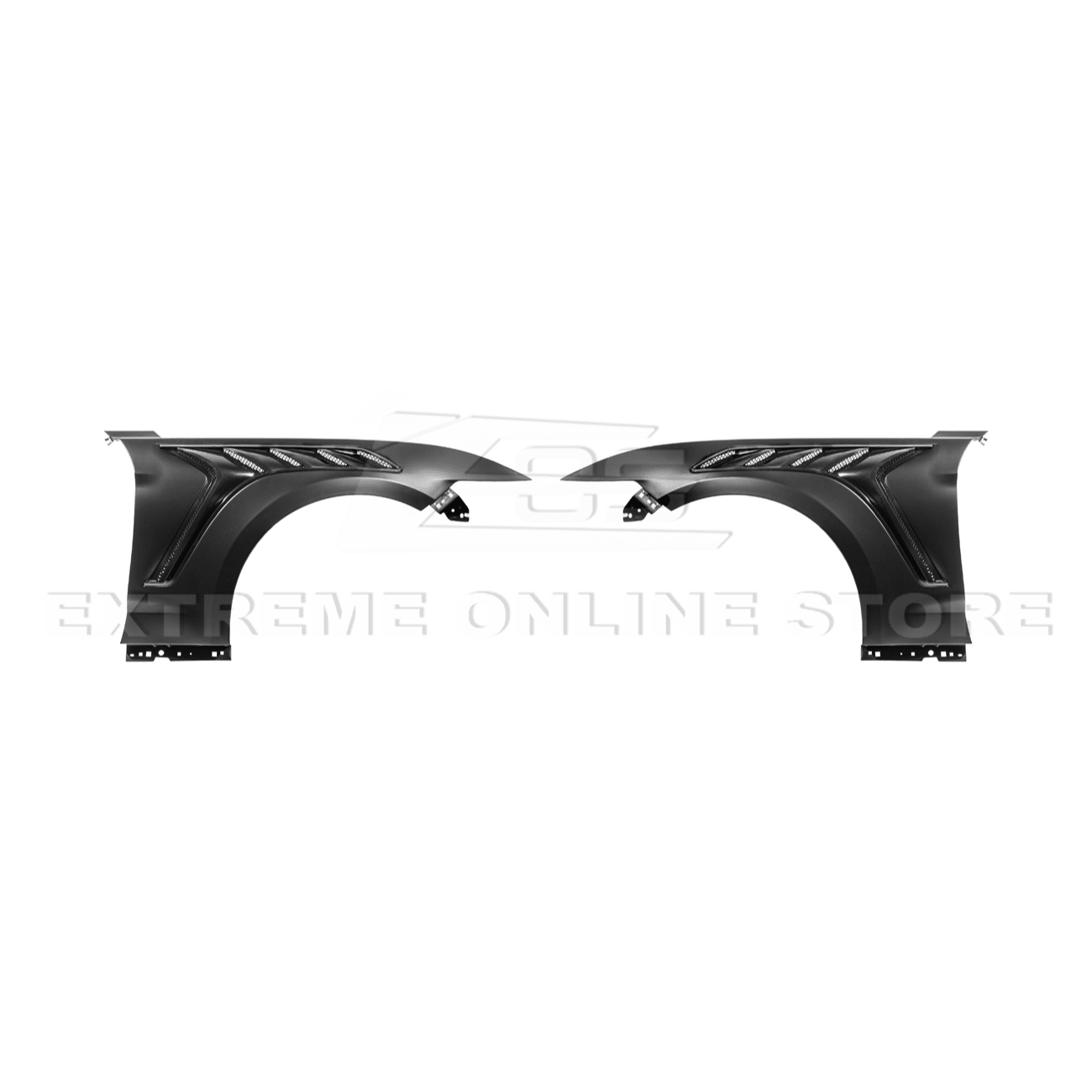 Mustang S550 GTD Style Primed Black Front Side Vented Fenders 2015-2017
