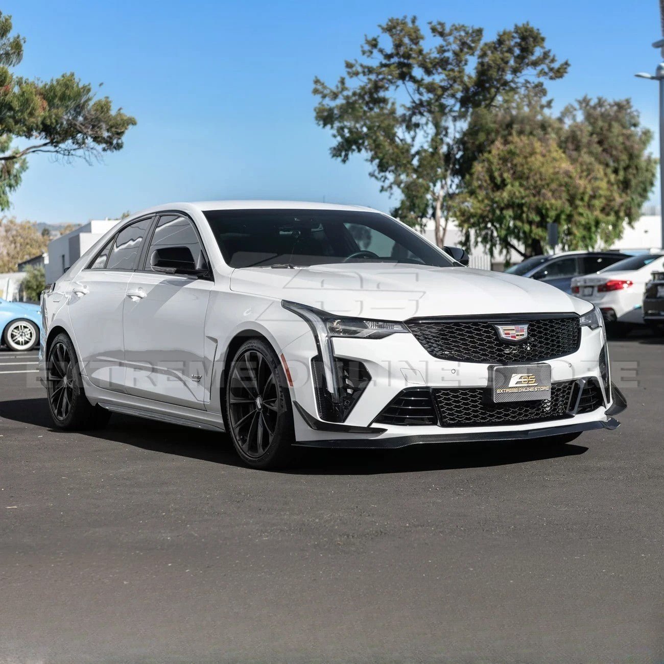 Cadillac CT4-V Blackwing Carbon Fiber Front Lip Splitter and Canards 2020-Up