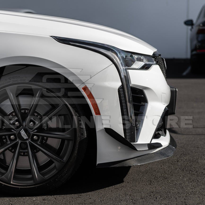 Cadillac CT4-V Blackwing Carbon Fiber Front Lip Splitter and Canards 2020-Up