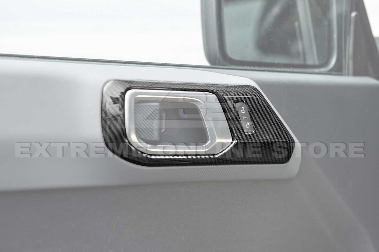 Ford Bronco Factory Style Carbon Fiber Front Door Handle Trim Cover Pair 2021-Up