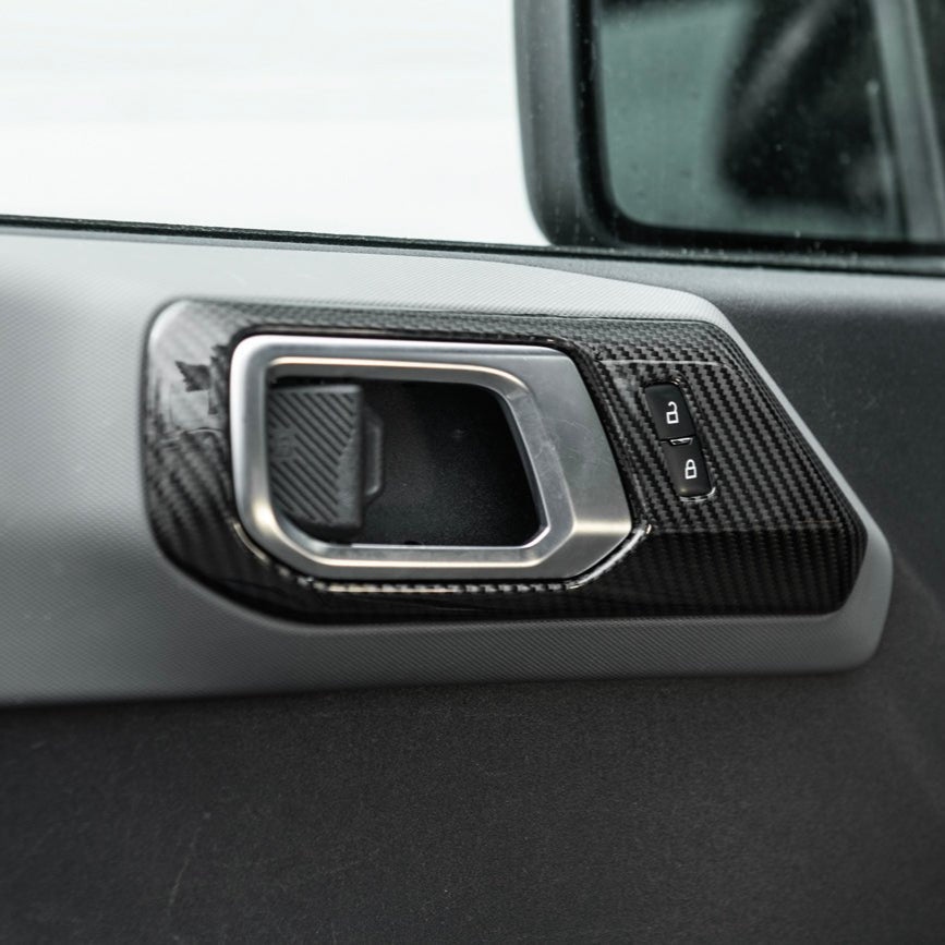 Ford Bronco Factory Style Carbon Fiber Front Door Handle Trim Cover Pair 2021-Up