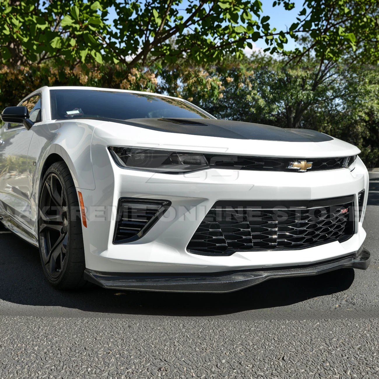 Chevrolet Camaro SS LT RS T6 Style Gloss Black Carbon Fiber Front Lip Splitter 2016-2024