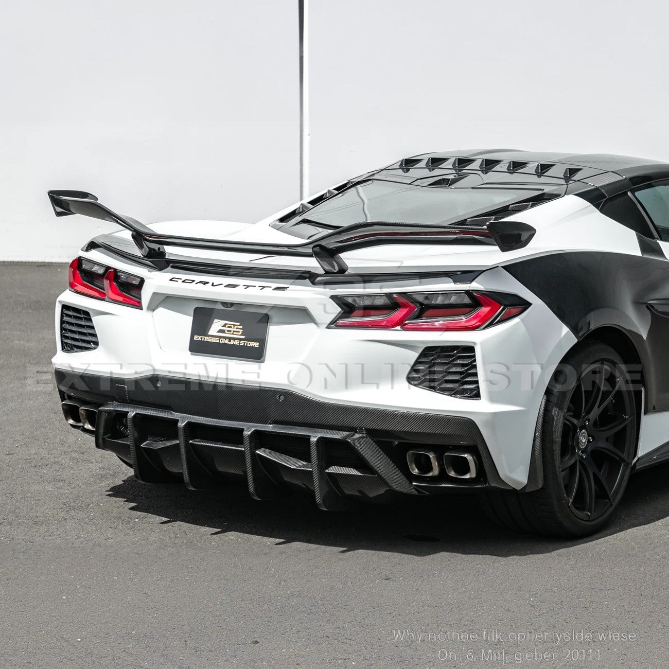 Chevrolet Corvette C8 Dry Carbon Fiber Quad Exit Rear Bumper Diffuser 2020-Up