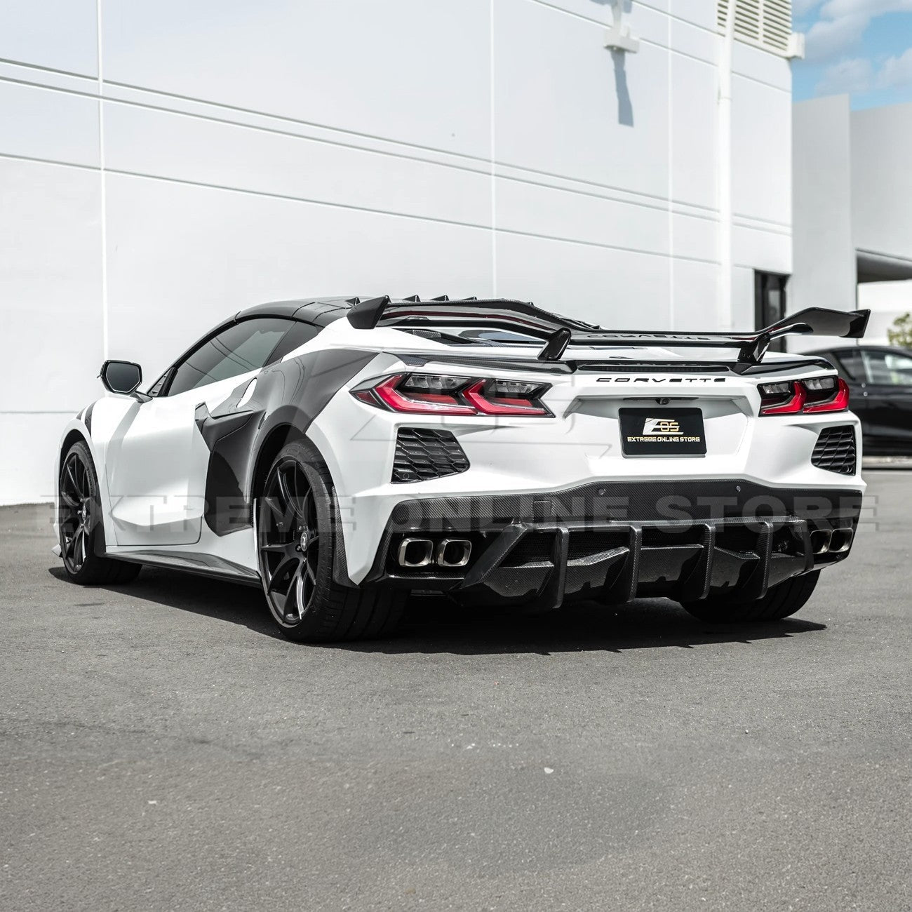 Chevrolet Corvette C8 Dry Carbon Fiber Quad Exit Rear Bumper Diffuser 2020-Up