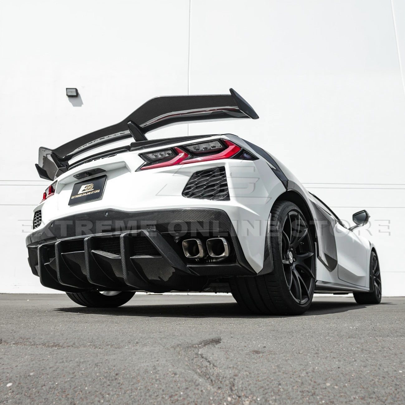 Chevrolet Corvette C8 Dry Carbon Fiber Quad Exit Rear Bumper Diffuser 2020-Up