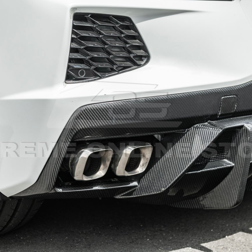 Chevrolet Corvette C8 Dry Carbon Fiber Quad Exit Rear Bumper Diffuser 2020-Up