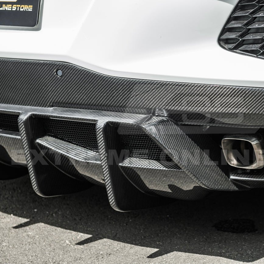 Chevrolet Corvette C8 Dry Carbon Fiber Quad Exit Rear Bumper Diffuser 2020-Up