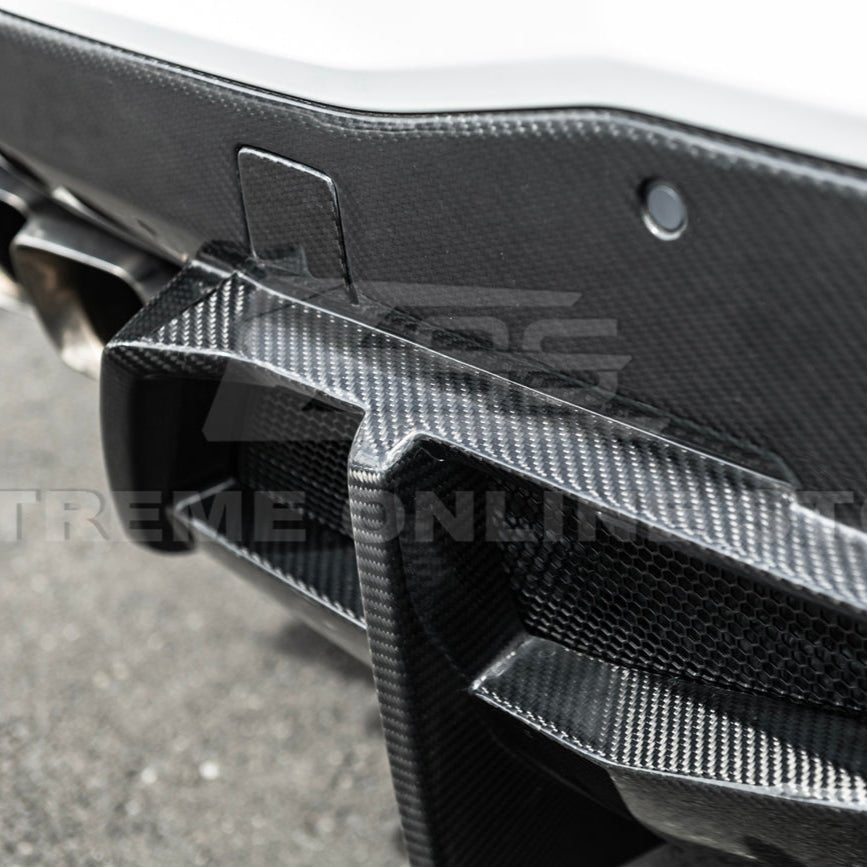 Chevrolet Corvette C8 Dry Carbon Fiber Quad Exit Rear Bumper Diffuser 2020-Up