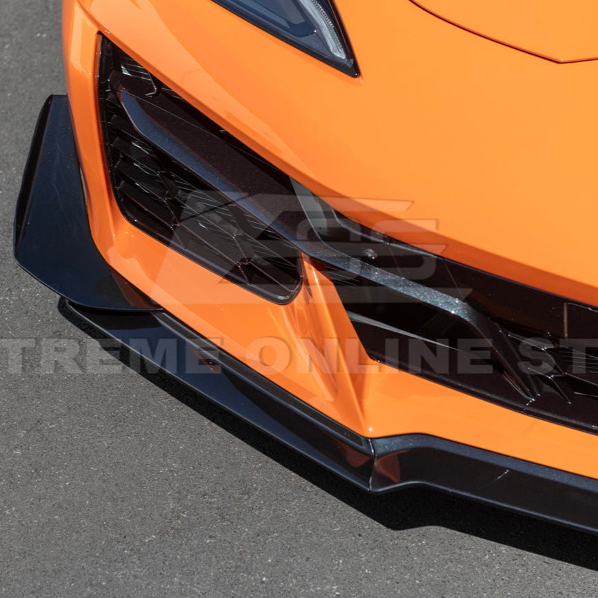 Chevrolet Corvette C8 Z06 Z07 Style Carbon Fiber Front Splitter and Canards Kit 2023-Up