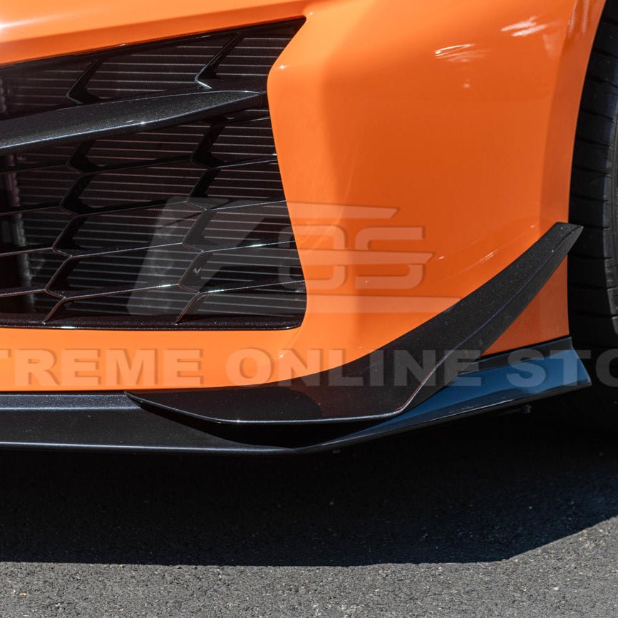 Chevrolet Corvette C8 Z06 Z07 Style Carbon Fiber Front Splitter and Canards Kit 2023-Up