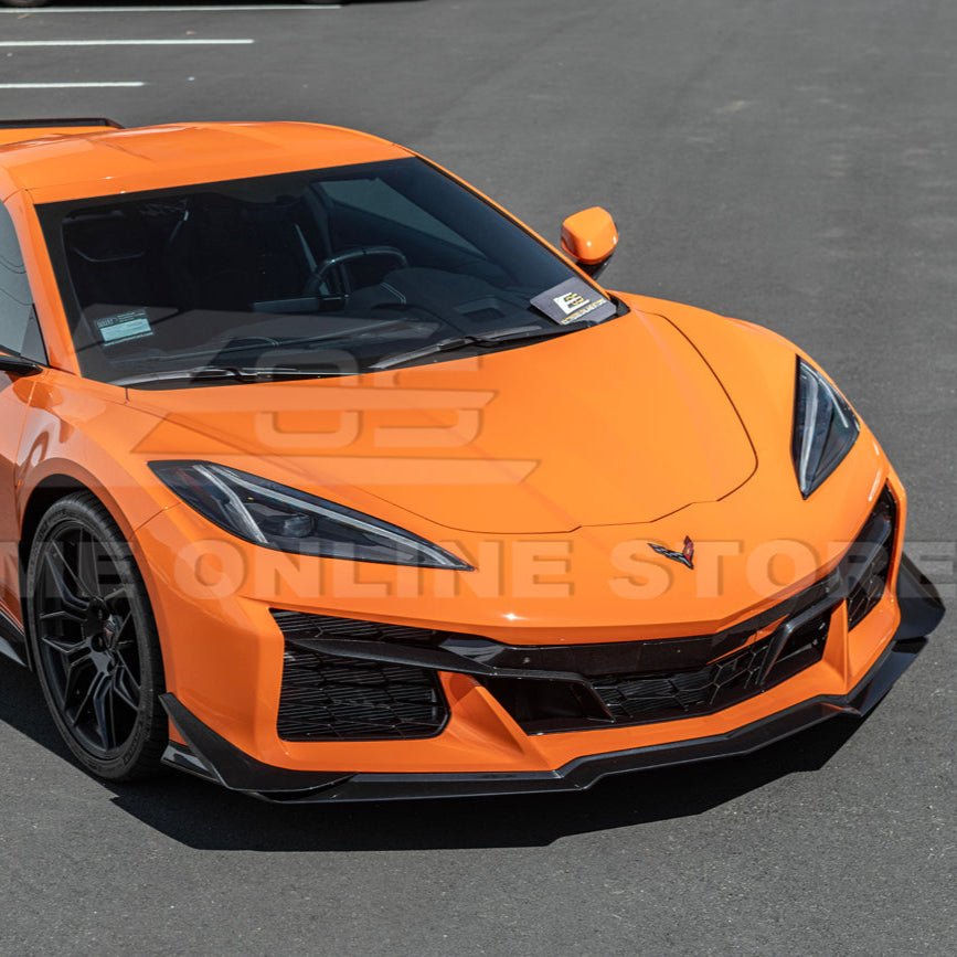 Chevrolet Corvette C8 Z06 Z07 Style Carbon Fiber Front Splitter and Canards Kit 2023-Up