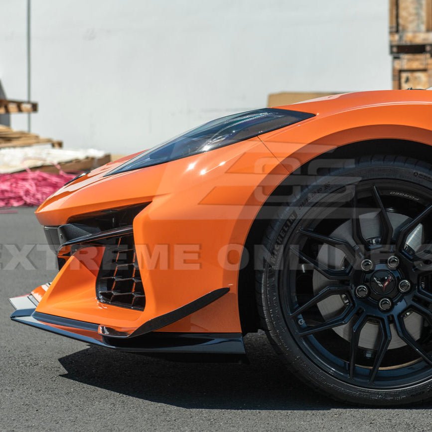 Chevrolet Corvette C8 Z06 Z07 Style Carbon Fiber Front Splitter and Canards Kit 2023-Up