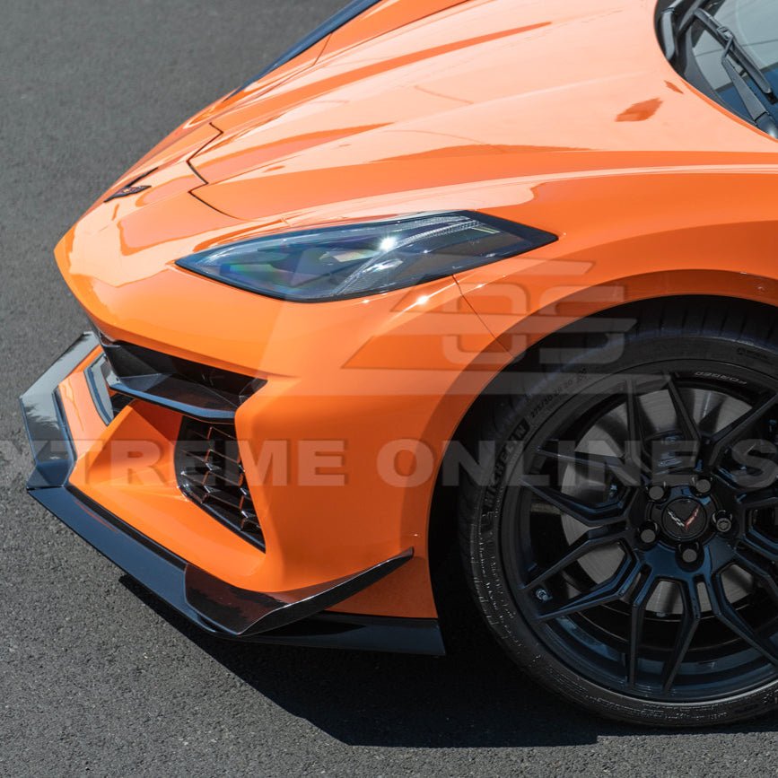 Chevrolet Corvette C8 Z06 Z07 Style Carbon Fiber Front Splitter and Canards Kit 2023-Up