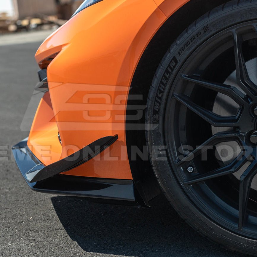 Chevrolet Corvette C8 Z06 Z07 Style Carbon Fiber Front Splitter and Canards Kit 2023-Up