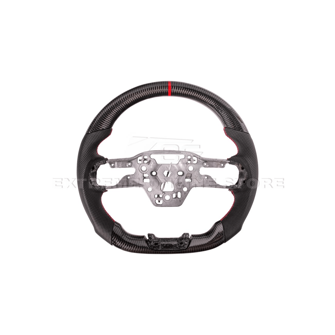Ford Mustang S650 Carbon Fiber Steering Wheel Perforated Leather Red Stripe 2024-Up