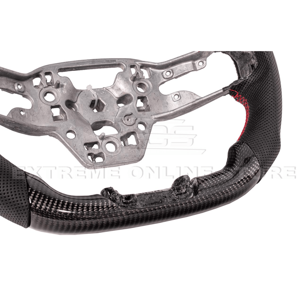 Ford Mustang S650 Carbon Fiber Steering Wheel Perforated Leather Red Stripe 2024-Up