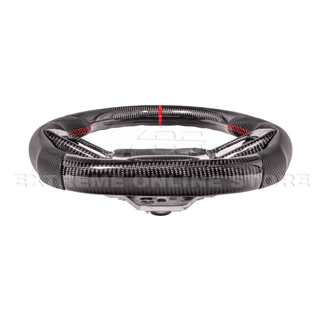 Ford Mustang S650 Carbon Fiber Steering Wheel Perforated Leather Red Stripe 2024-Up