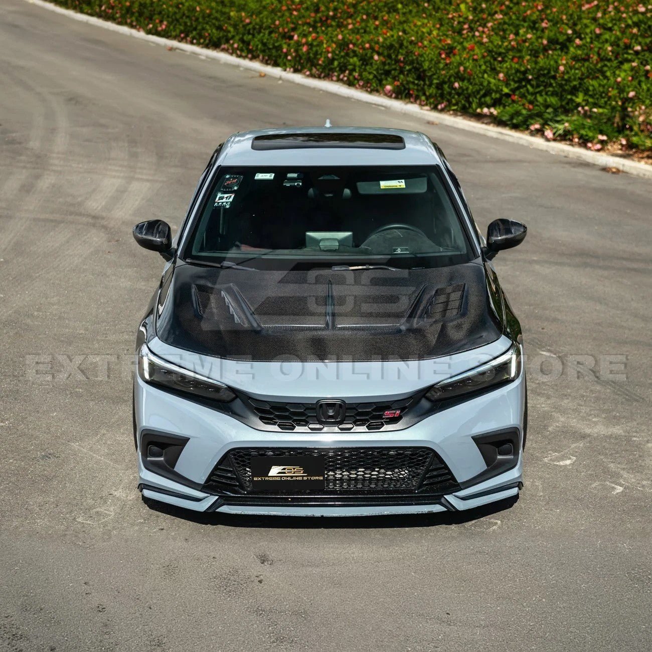 Honda Civic 11th Gen Varis Style Carbon Fiber Front Vented Hood with FL5 Fender Kit 2022-Up