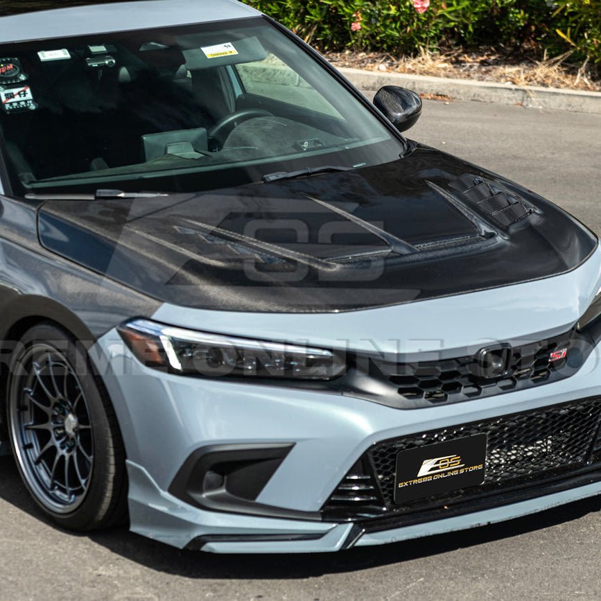 Honda Civic 11th Gen Varis Style Carbon Fiber Front Vented Hood with FL5 Fender Kit 2022-Up