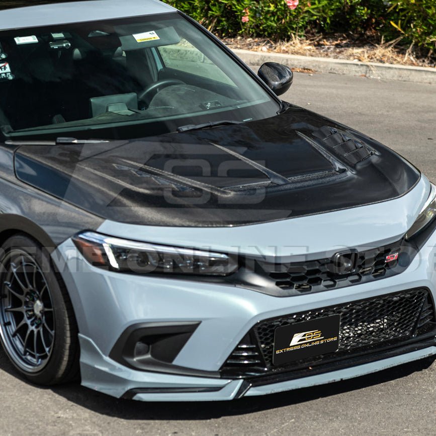 Honda Civic Varis Style Carbon Fiber Front Vented Bumper Hood 2022-Up