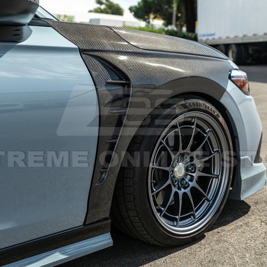 Honda Civic 11th Gen Varis Style Carbon Fiber Front Vented Hood with FL5 Fender Kit 2022-Up