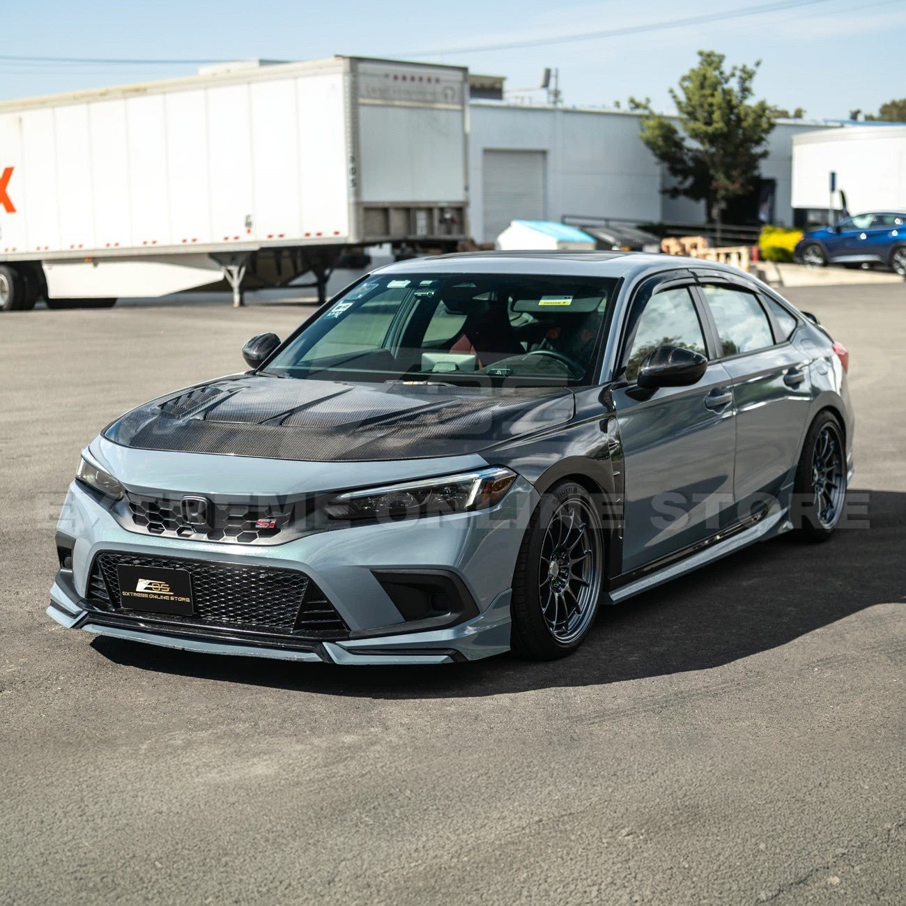 Honda Civic 11th Gen Varis Style Carbon Fiber Front Vented Hood with FL5 Fender Kit 2022-Up