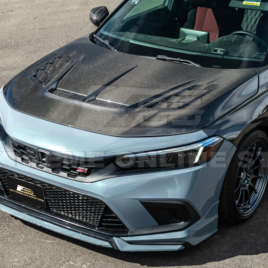 Honda Civic 11th Gen Varis Style Carbon Fiber Front Vented Hood with FL5 Fender Kit 2022-Up