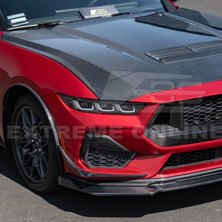 Ford Mustang S650 GT Performance Style Dry Carbon Fiber Front Splitter Canards 2024-Up