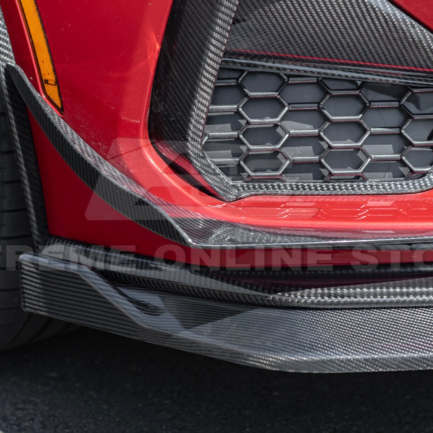 Ford Mustang S650 GT Performance Style Dry Carbon Fiber Front Splitter Canards 2024-Up