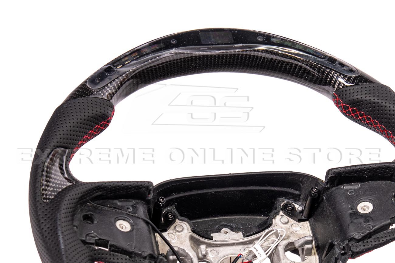 Dodge Challenger Carbon Fiber Steering Wheel Red Stitching Automatic 2015-Up